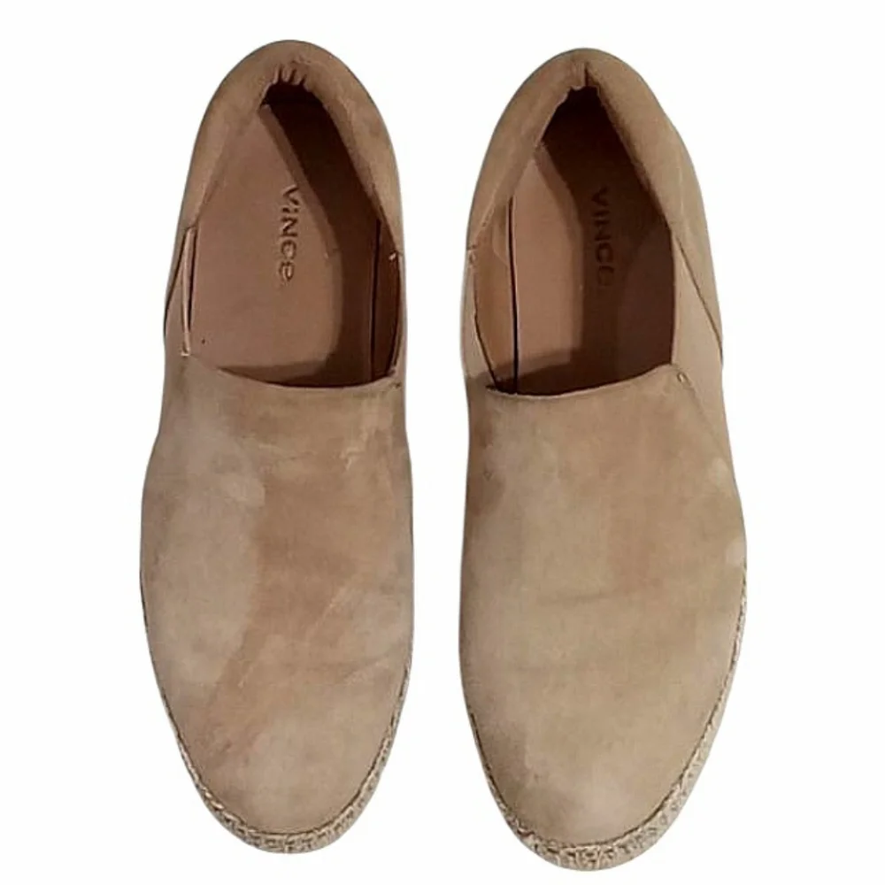 Vince Wilden Espadrille Platform Slip On Sneakers Tan Suede Size 8.5
